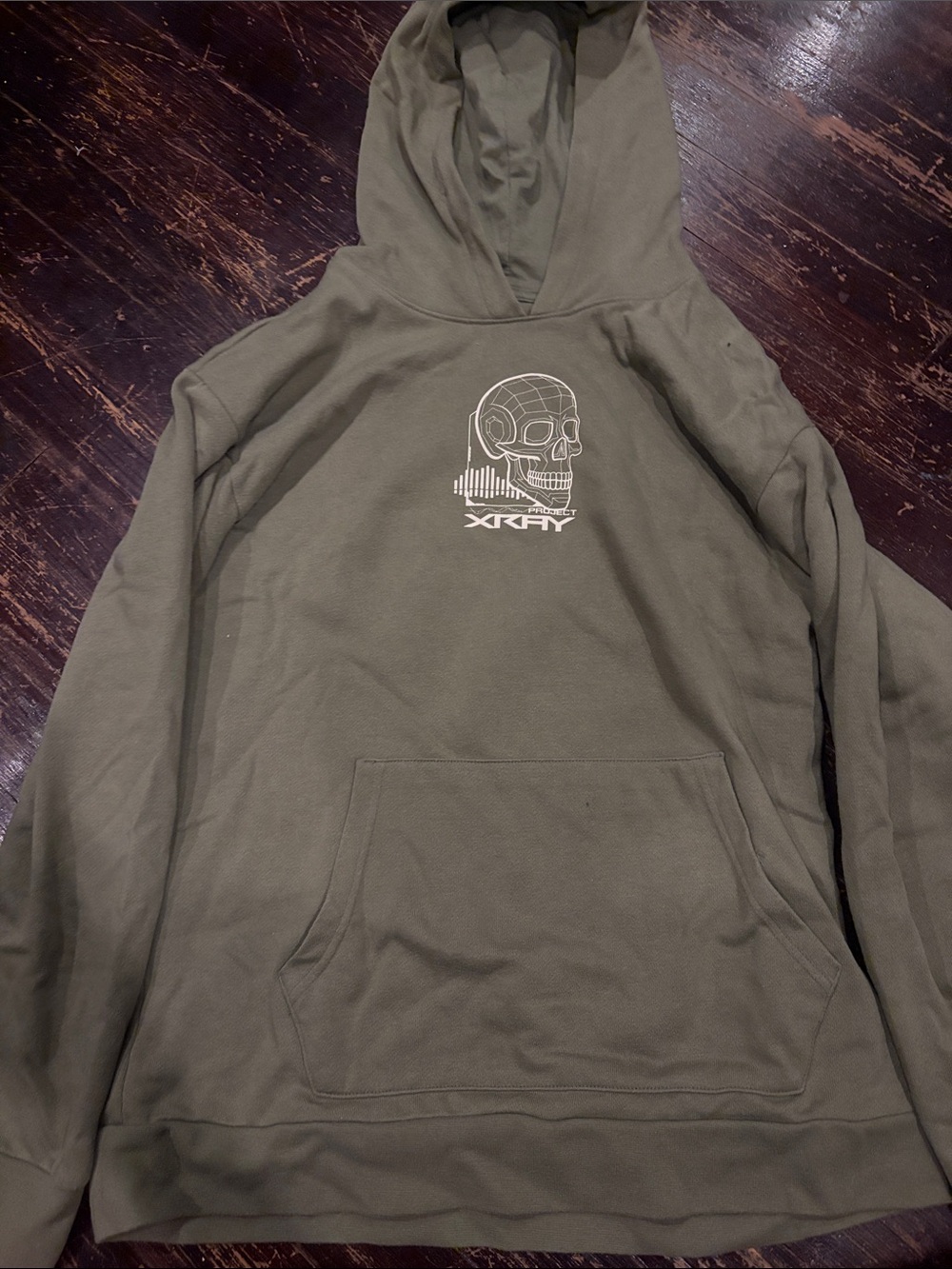 Boys size XXL (18)wonder nation Olive Green Hoodie with Skull Graphic